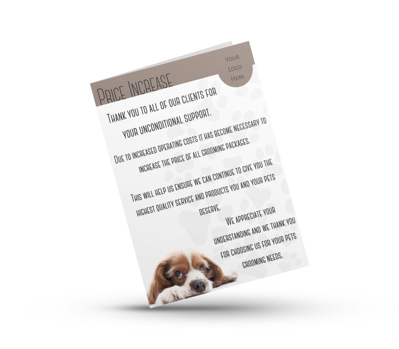 Canva Template Price Increase Notice Pet Grooming Social Media Template