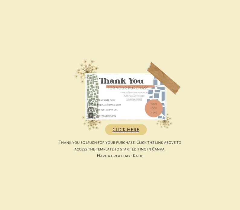 Canva Template Business Thank You Card Editable Instant - Etsy