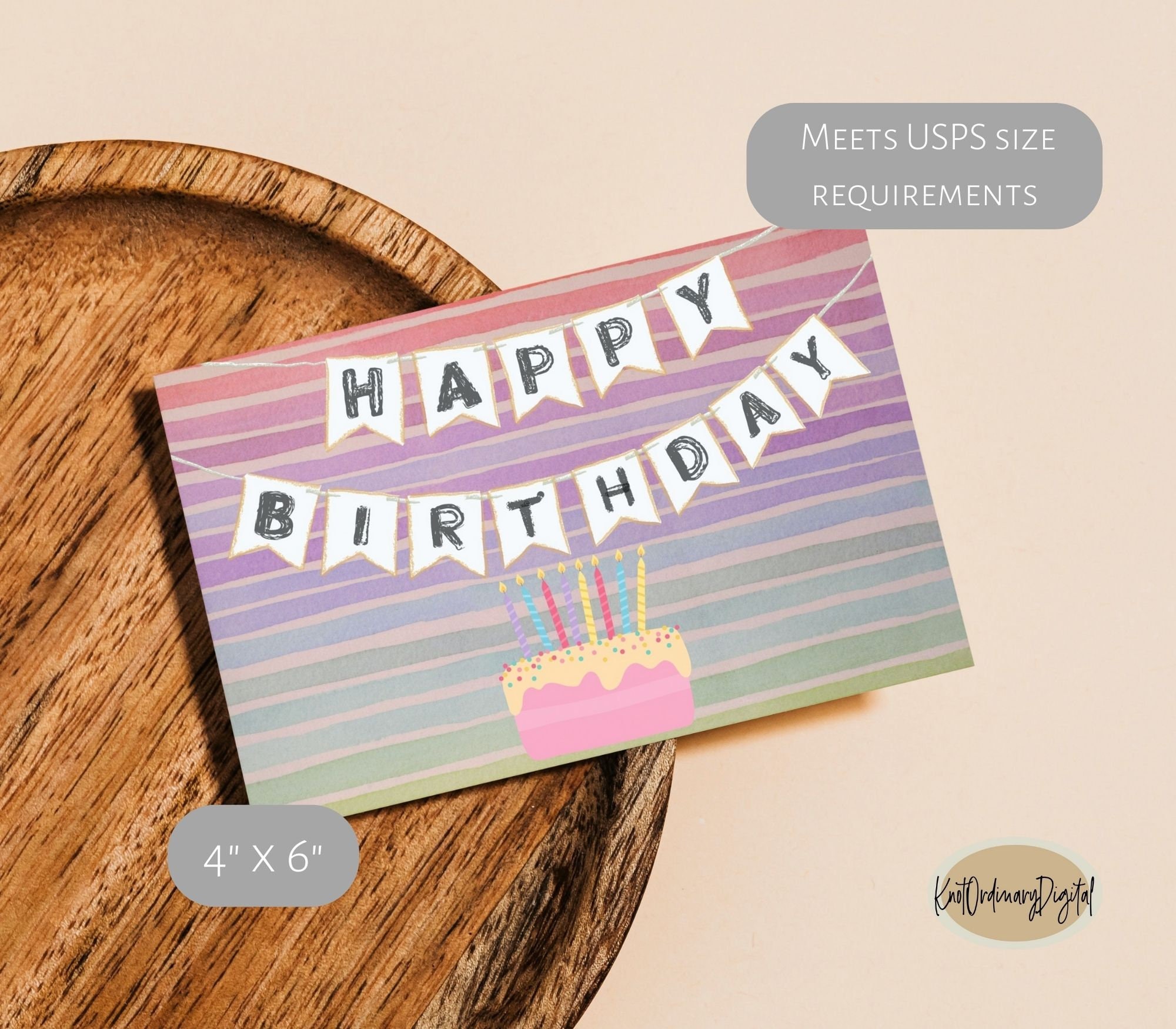 Printable Postcard Happy Birthday Instant Download Birthday Postcard No ...