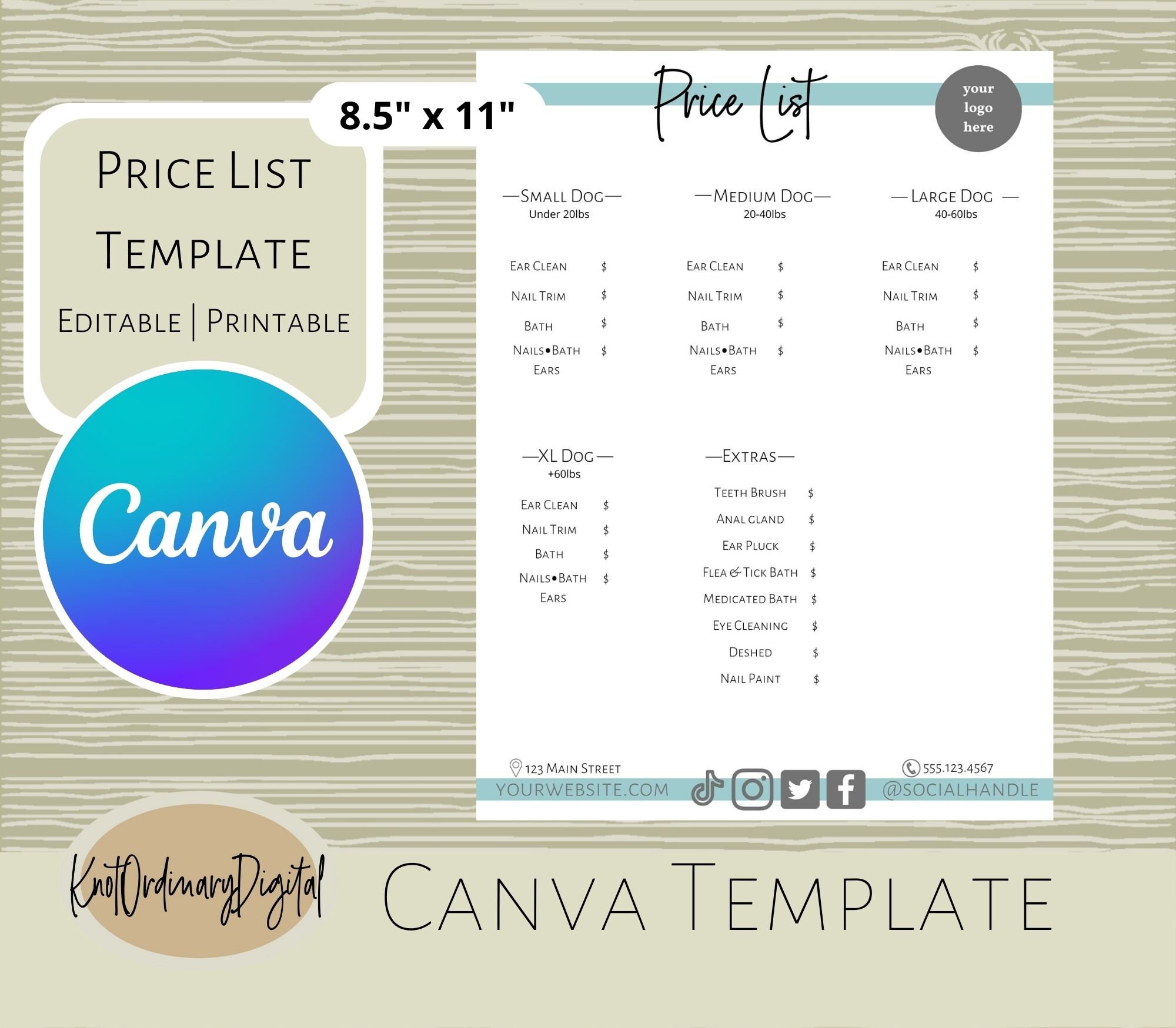 Canva Template Price List Printable Price Sheet Editable - Etsy Australia