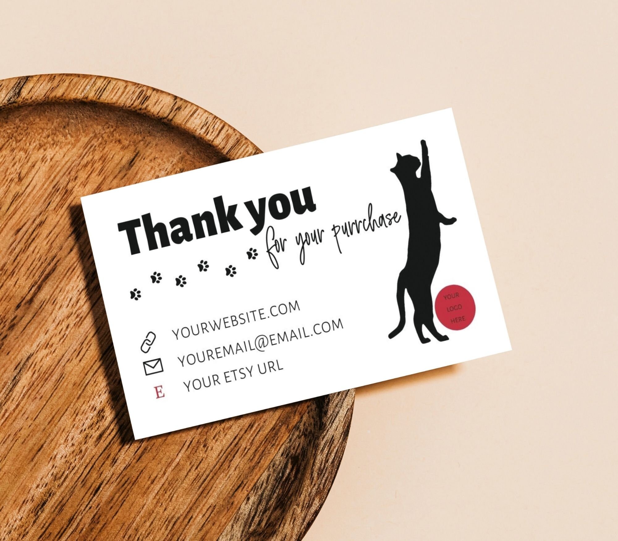 Business Thank You Card | Cat Design, Editable Canva Template (digital ...