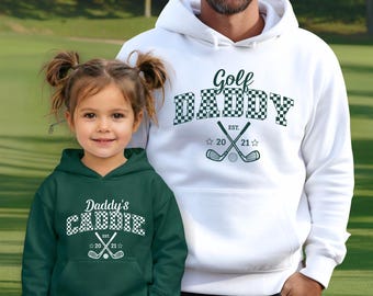 Golf Baby Papa Mini Outfit Partner Hoodie Caddie Gepersonaliseerd Schaakbord Design Golf Papa Golf Outfit Cadeau Vaderdag