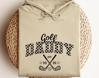 Roupa de Golfe para Bebê e Papai, Moletom com Capuz para Parceiro, Caddie, Personalizado, Estampa Xadrez, Papai Golfista, Roupa de Golfe, Presente para o Dia dos Pais