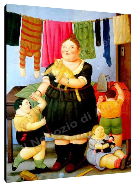 Quadro Botero Art. 16 la vedova Trasporto Gratis Zona EU intelaiato pronto  da appendere Stampa su tela Canvas -  Italia