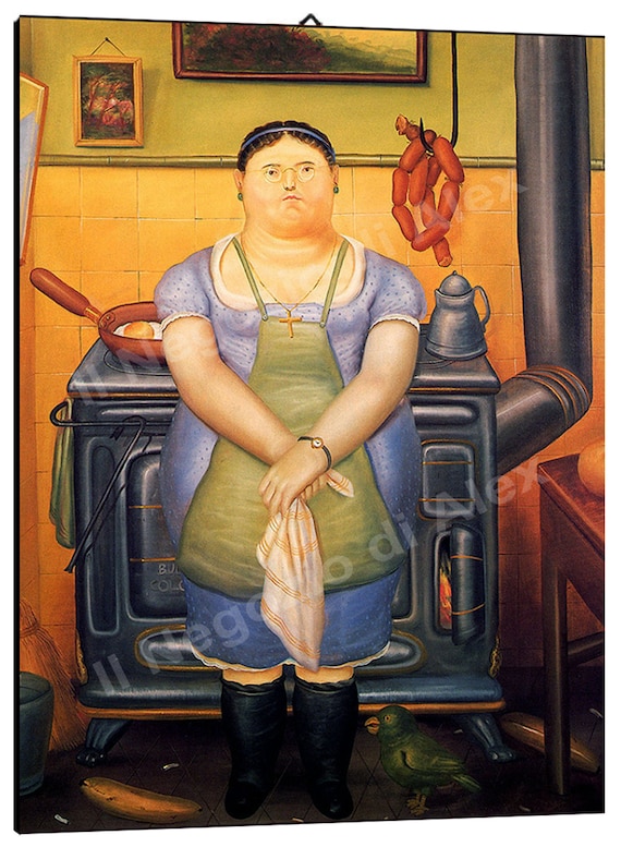 Quadro Botero Art. 75 la cameriera Trasporto Gratis Zona EU intelaiato  pronto da appendere Stampa su tela Canvas -  Italia