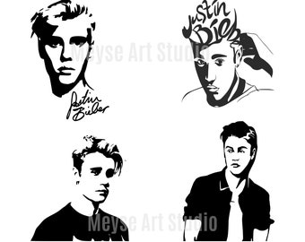 BUNDLE Justin B!eber Svg, Png, Jpg, Ai | Stencil | Silhouette | Digital Download cut file template for Cricut I svg eps dxf pdf png I bundle