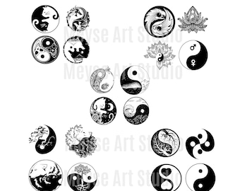 grande pacote yinyang 20 peças Yinyang Svg, Taoísmo Svg, Budismo Svg, Hippie Svg, Cut File Cricut - Decal Shape Vector Clipart Download