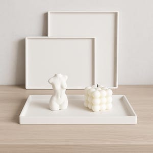 Large square concrete display tray, decorative tray, living room tray, stone tray, trinket dish tray, scandi style, bathroom accessories