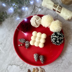Large round concrete display tray, decorative tray, living room tray, stone tray, trinket dish tray, festive style, Christmas decoration