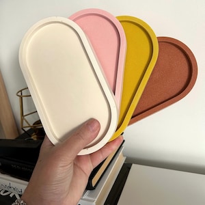 Oval tray, trinket tray, bathroom tray, Beautiful small oval concrete tray, a perfect concrete tray for minimalist styling decoration