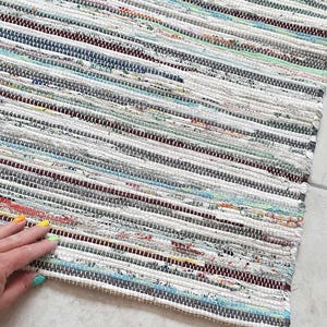 Handwoven Cotton Rug, Chindi Rug Rag, Cotton Floor Mat, Boho Rug, Striped Rug, Rustic rug, Farm House decor runner, Cotton runner