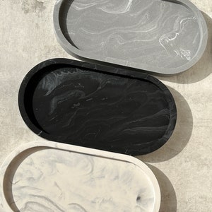 Oval tray, trinket tray, Bathroom tray,Marble tray Beautiful small oval concrete tray, concrete tray, minimalist oval tray,Marble oval