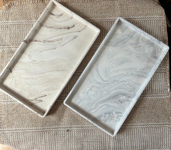 Large Rectangle Concrete Tray, Marble Effect Vanity Tray, Stone Decorative Tray, Coffee Table Decor, Bathroom Tray, Jewellery Display