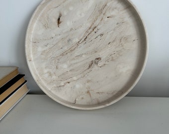 Large round concrete display tray, decorative tray, living room tray, stone tray, trinket dish tray, scandi style, marble tray, table tray