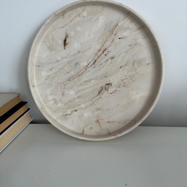 Large round concrete display tray, decorative tray, living room tray, stone tray, trinket dish tray, scandi style, marble tray, table tray