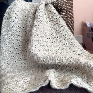 Patrón de manta de bebé de punto de concha a crochet: Manta de algodón fácil (PDF)