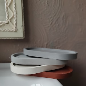 Oval tray, trinket tray, bathroom tray, Beautiful small oval concrete tray, a perfect concrete tray for minimalist styling decoration