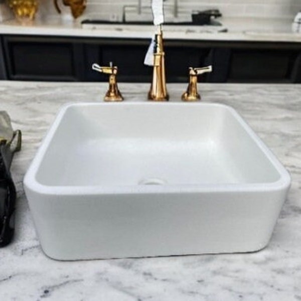 Concrate sink, Concrate Bowl, Concrate vanity, table top sink, vessel sink, square Concrate sink, vanity top sink  washbasin