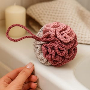 Handmade Cotton Loofah | Eco-Friendly Bath Pouf | Natural Fiber Body Scrubber | Reusable & Long-Lasting | Sustainable Skincare Gift