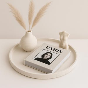 Handgjord rund bricka i betong | Modern dekorbricka | Sminkbord, ljus, bröllop och företag | Minimalistisk heminredning | Anpassade färger