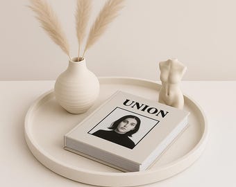 Handgemaakt rond dienblad van beton | Dienblad modern decor | ijdelheid, kaars, bruiloft en zakelijk display | Minimalistisch woonaccent | Aangepaste kleuren