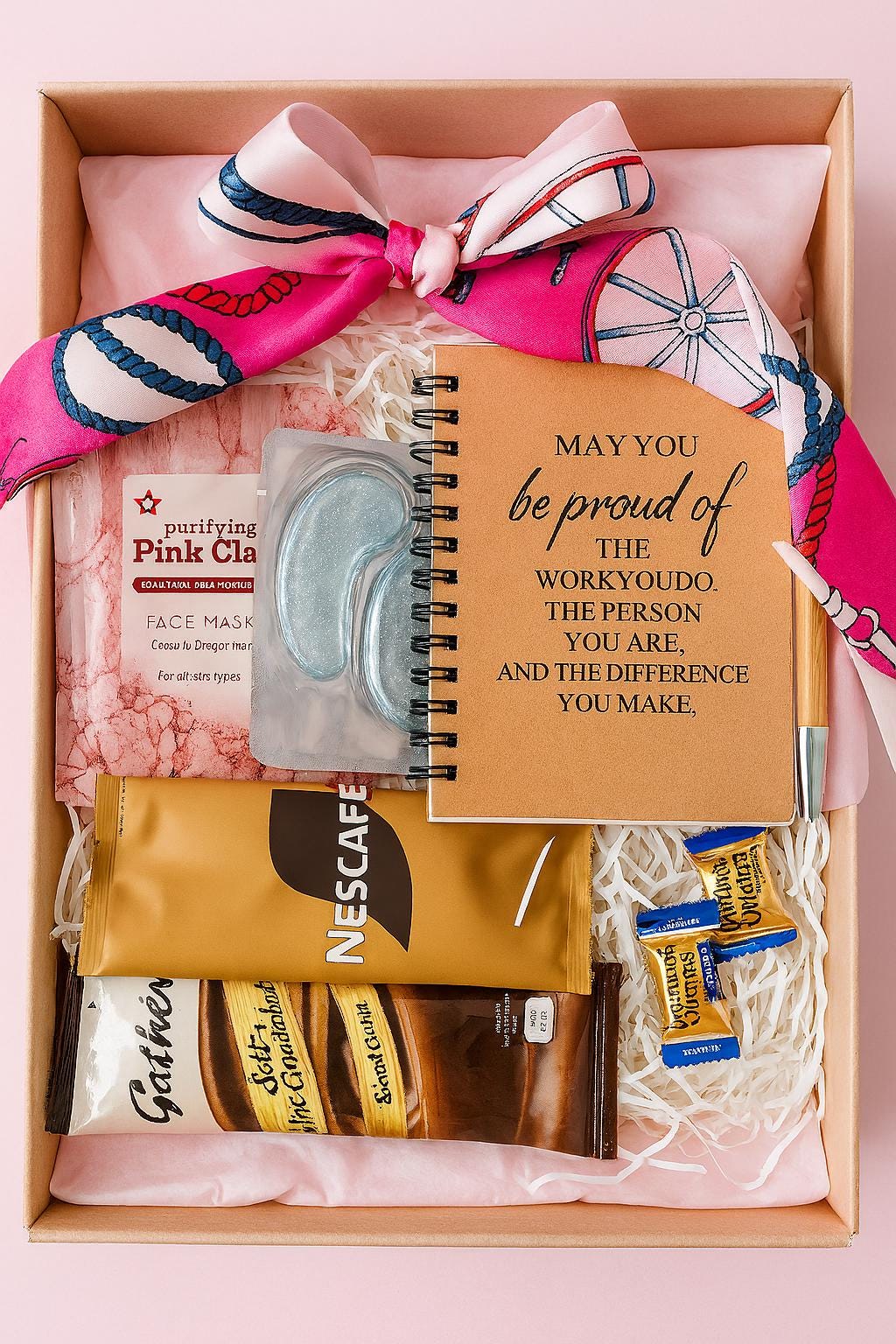 Self Care Gift Box for Her, Motivational Notebook, Coffee, Face Mask, Chocolate box, Treats for Boss, Friend, Teacher, Thank You Gift