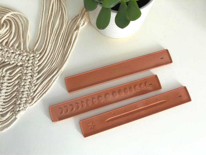 Handmade Concrete Incense Holder Set | Minimalist Incense Burner Tray | Modern Scandi Home Decor | Meditation Gift | Incense Stick Holder Terracotta