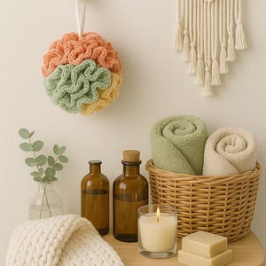 Handmade Cotton Loofah | Eco-Friendly Bath Pouf | Natural Fiber Body Scrubber | Reusable & Long-Lasting | Sustainable Skincare Gift