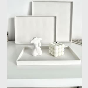 Large square concrete display tray, decorative tray, living room tray, stone tray, trinket dish tray, scandi style, bathroom accessories