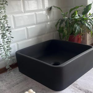 Concrete sink, Concrete Bowl, Concrete vanity, table top sink, vessel sink, square Concrete sink, vanity top sink, washbasin