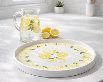 Hand Painted Lemon Tray | Mediterranean Decor Tray | Amalfi Coast Kitchen Tray | Summer Serving Tray | Handmade Citrus Home Decor Gift