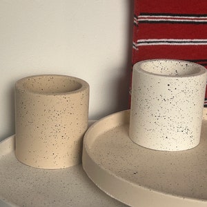Handmade Spotted Concrete Pen Holder: Art Studio Desk Decor