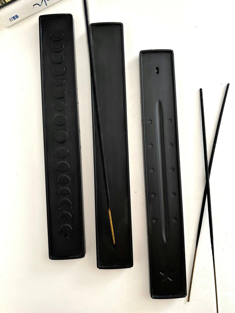 Handmade Concrete Incense Holder Set | Minimalist Incense Burner Tray | Modern Scandi Home Decor | Meditation Gift | Incense Stick Holder Black