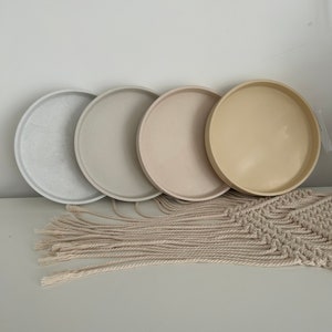 Grand présentoir rond en béton, plateau décoratif, plateau de salon, plateau en pierre, plateau de bibelots, style scandinave, accessoires de salle de bain