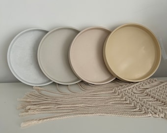 Large round concrete display tray, decorative tray, living room tray, stone tray, trinket dish tray, scandi style, bathroom accessories