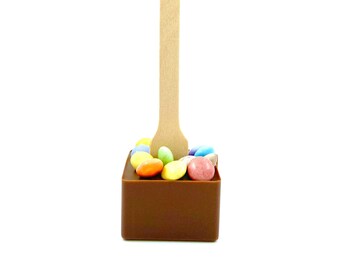 Cuillère pour Chocolat chaud au Chocolat au lait et Smarties