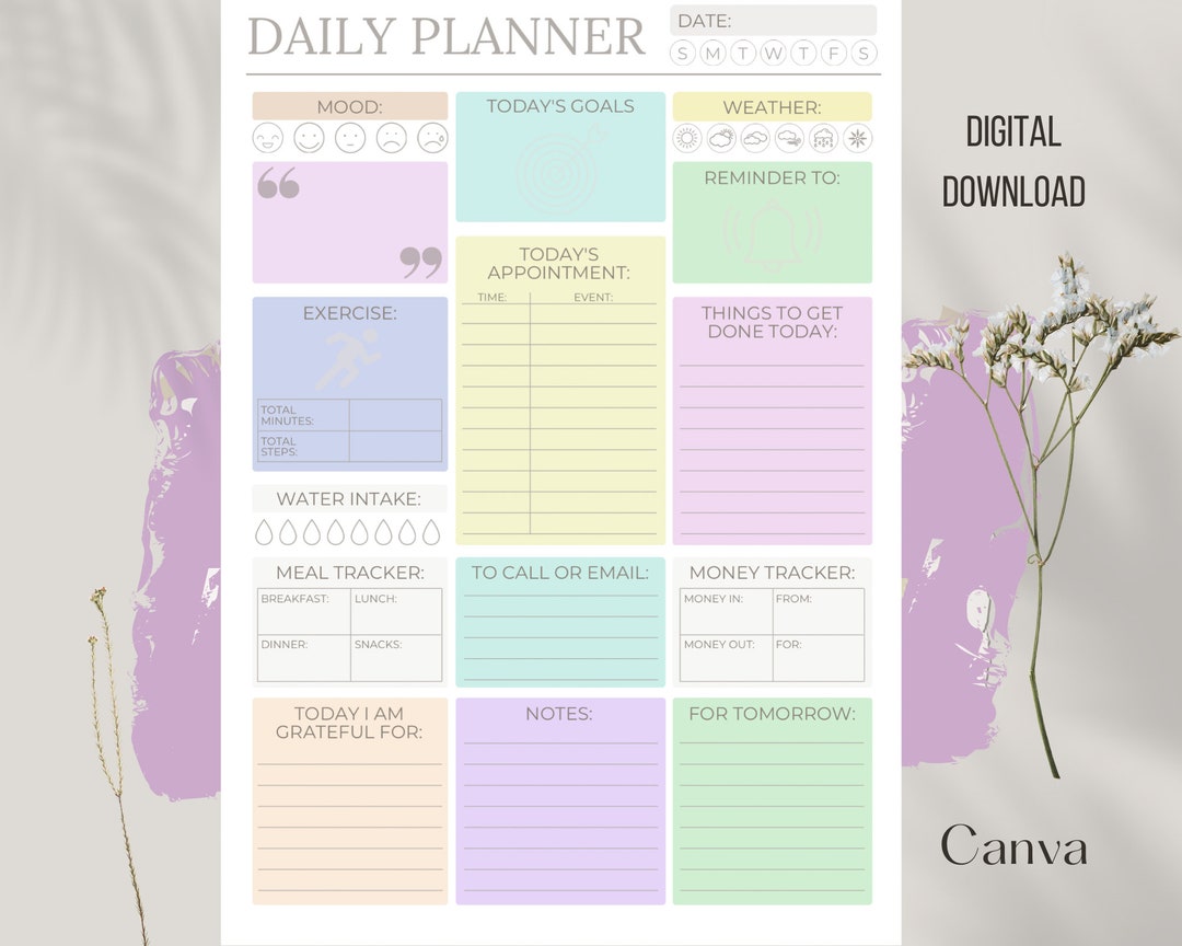 Visual Pastel Daily Planner to Do List Goal Planner Resolutions - Etsy