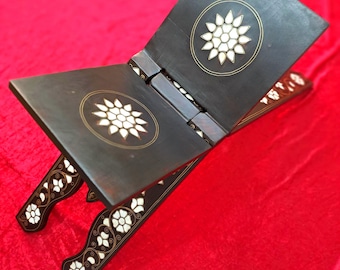 Handcrafted Wooden Quran Holder Stand,Book Holder Stand with Mother-of-Pearl Inlay – 100% Handmade