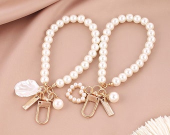 Pearl chain pendant key chain Heart pearl car key chain bag pendant pendant hanging chain Custom Keyrings Personalised Keyrings Gift for Her