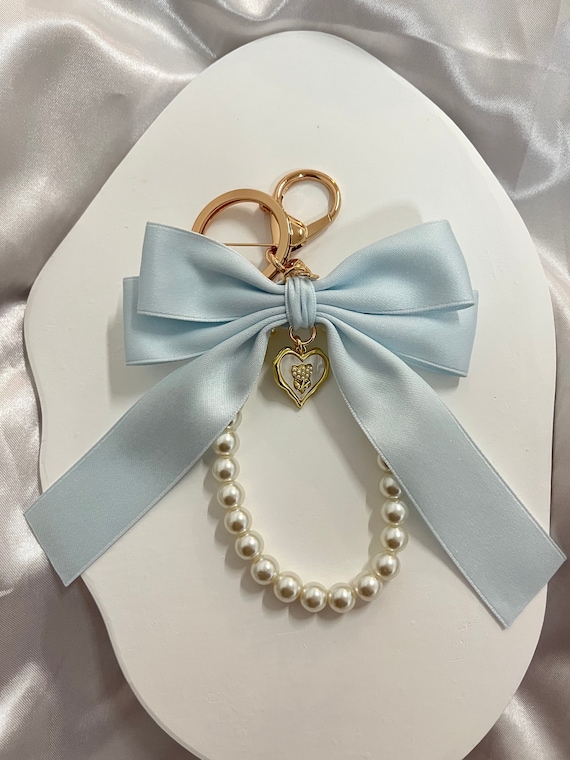 Lemua Heart Bow Keychain - Cute Matte Heart Charm For Keys, Purse, Or Backpack