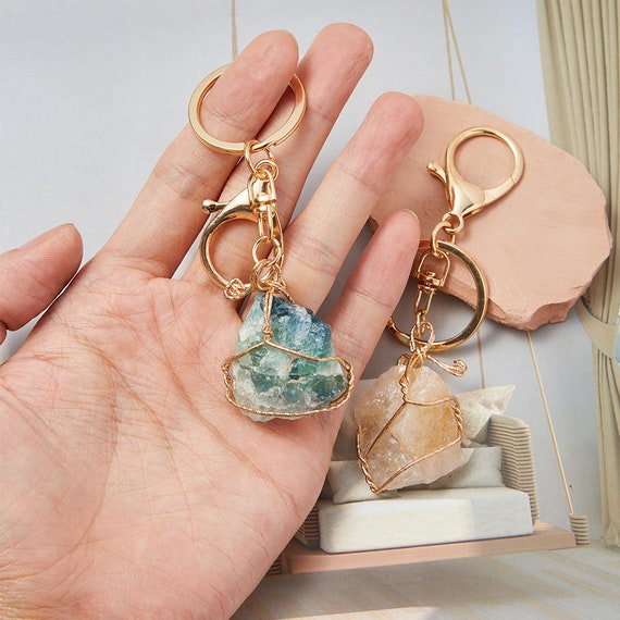 Raw Citrine Keychain