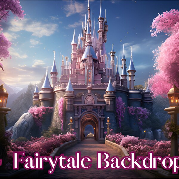 4 Fairytale Backdrop Overlays Jpg Fantasy Backdrop, Fun Digital Backdrop For Kids, Castle Backdrop, Composite Art, Digital Photography Props