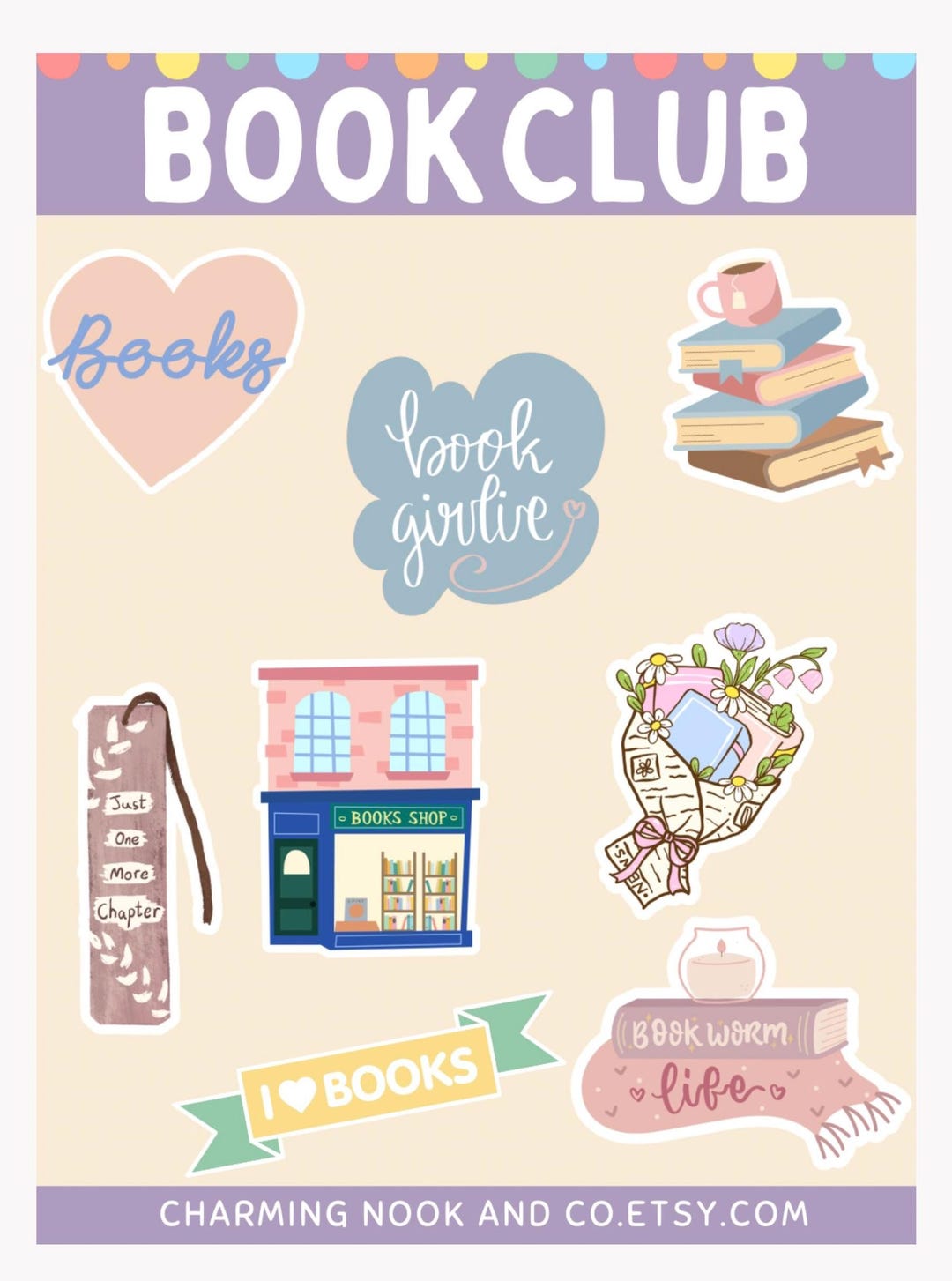 Book Club Sticker Sheet/ Bookish Gift/ Book Lover/ Planner Stickers ...