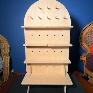 Summit Large Tabletop Display - Flat pack collapsible wood vendor display, shelves and pegboard.  Perfect for Craft fairs and retail sellers