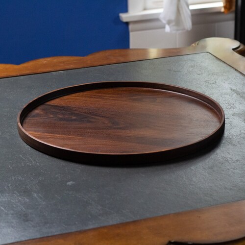 Large Round Decorative Tray / Black Walnut Tray / Ottoman Tray / shops Valet Tray / Round Wooden Tray / Round Catchall Tray / Serving Tray