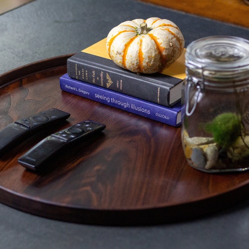Large Round Decorative Tray / Black Walnut Tray / Ottoman Tray / shops Valet Tray / Round Wooden Tray / Round Catchall Tray / Serving Tray