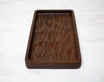 Textured Walnut Catch-All Decorative Tray - Long