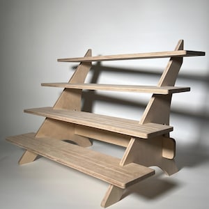 4-Tier Baltic Birch Plywood Vendor & Retail Display Shelf for Craft Fairs, Market Stalls, and Home Organization