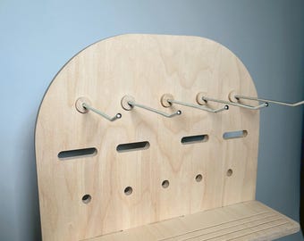 Set of 5 Handmade 5-Inch Metal Display Pegs with Wooden Inserts - Secure Curved Design, 0.14” Diameter with Ball Tip