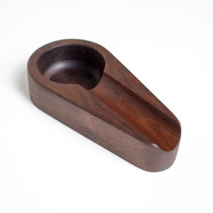 Black Walnut Wood Single Cigar Ash Tray and Rest
